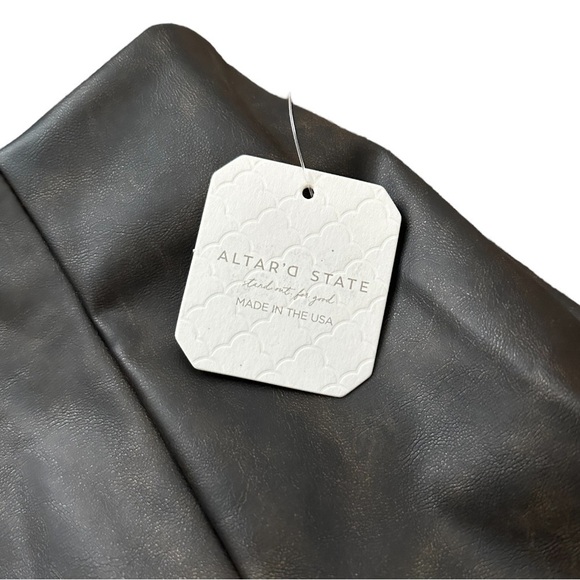 NWT Altare'd State Katarina Distressed Vegan Leather Skirt / Brown / Size M - Picture 15 of 15